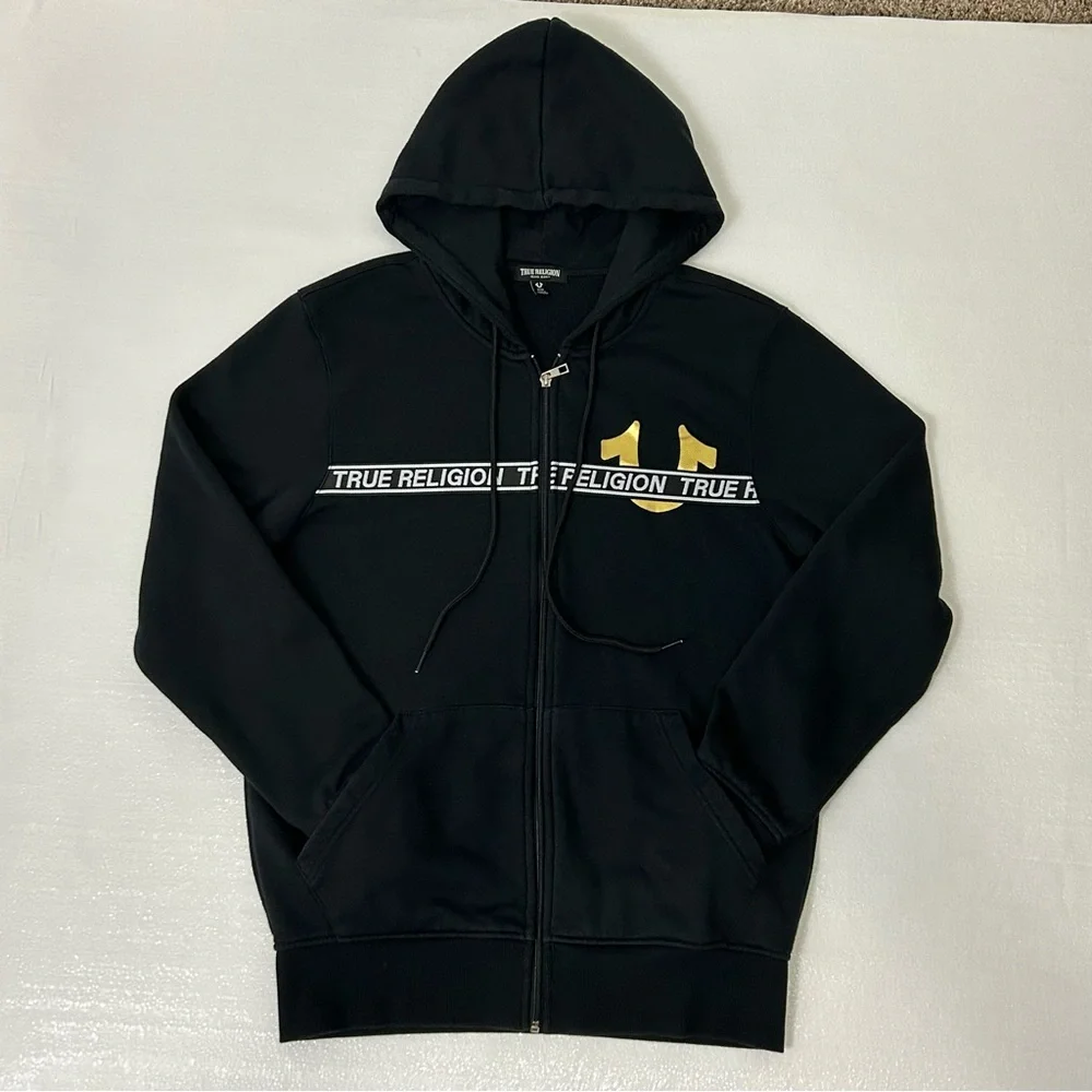 True Religion Mens Size Medium Track Jacket Full Zip Hoodie